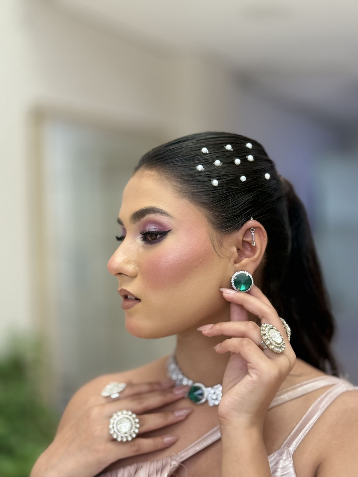 Side profile makeup look